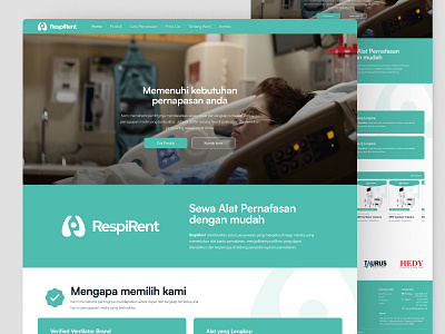 RespiRent - Landing Page branding graphic design green hospitaly landing page logo medical medical equipment ui
