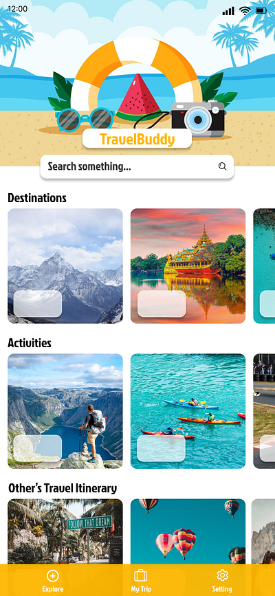 TravelBuddy Mobile App UI app design figma mobileapp mockup travel ui