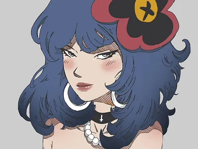 Pretty Blue Hair art girl pretty