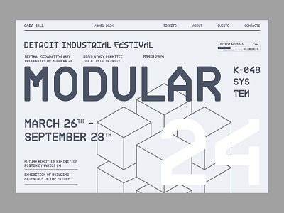 Modular industrial festival design graphic design industry landig page minimalism typography ui