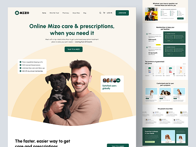 Online Pet Care Landing Page artiflow cat cat care dog dog care ecommerce halal halal design header homepage design landing page online pet care pet care pet food pet selling pet shop pet store uiux design video consultation web design