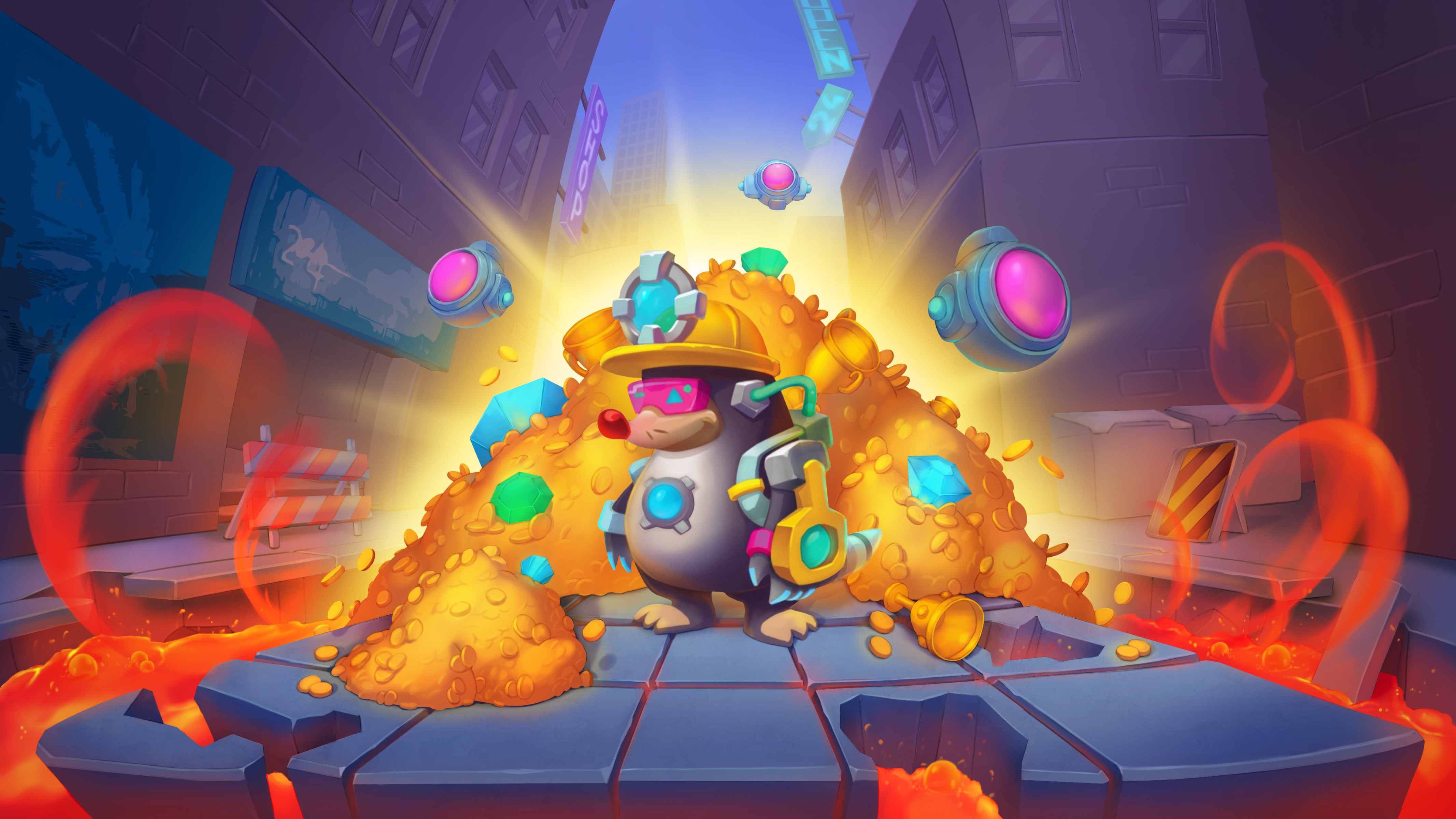 Cyber Mole Miner - cover for the game betting casino art casino banners casino dashboard ui casino game ui casino games ui casino hero casino mascot art crypto casino cyber punk cyber punk design cyber punk mascot gambling gambling mascot gambling wheel art igaming mascot art online casino slots art web3 casino