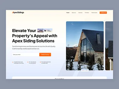 Apex sidings - Hero concept for siding business business highconversion house landingpage minimal modern roof roofingbusiness siding smallbusiness trend ui webdesign website websitedesign