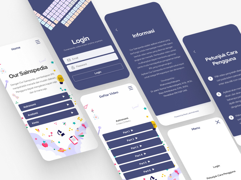 Our Sainspedia - E-Learning App 3d branding elearning graphic design learning logo sains ui