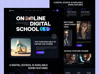 Online Course Landing Page course creative design digital e learning learn learning platform logo mentoring online onlinecourse student study teatcher training uiux design