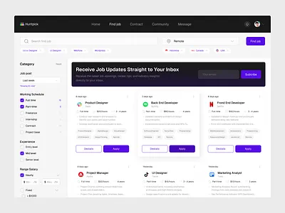 Huntpick - Job Portal Dashboard dashboard design finder job job portal job saas ui ux web design