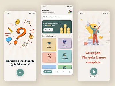 Quiz Mobile App clean creative design minimal mobile app quiz app quiz mobile app quiz mobile app design ui ux