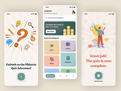 Quiz Mobile App clean creative design minimal mobile app quiz app quiz mobile app quiz mobile app design ui ux