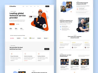TechPro - Technical Service Provider Website clean company creative design engineering industrial it service it solution landing page minimal modern service technical technology ui uiux ux website website design