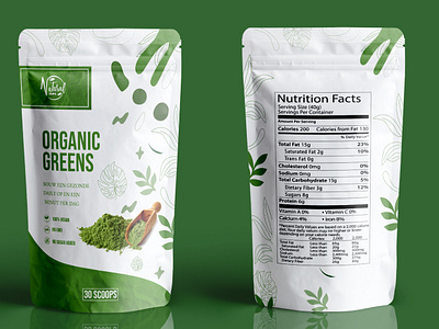 Organic Greens Pouch Packaging Design amazon box amazon packaging branding design graphic design illustration logo packaging design vector