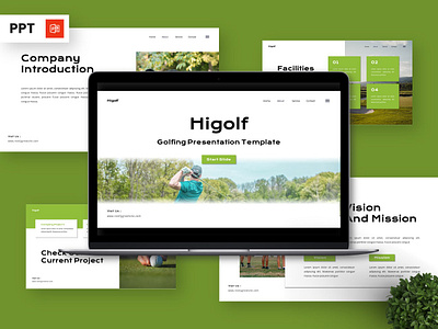 Higolf - Golfing Powerpoint Templates green infographic nature portfolio powerpoint presentation