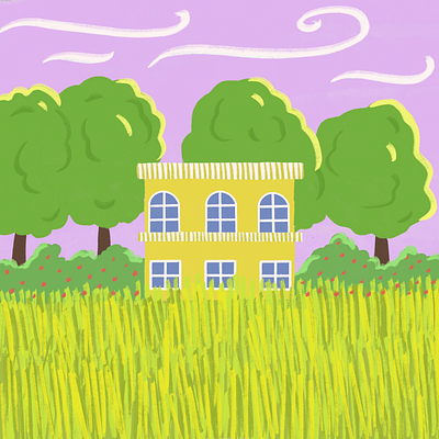 A House in the Yellow Field artist freelance illustrator illustration poem procreate procreate art writing