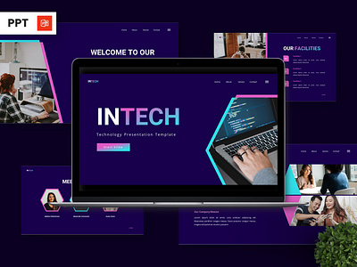Intech - Technology Powerpoint Templates app blue infographic portfolio powerpoint presentation