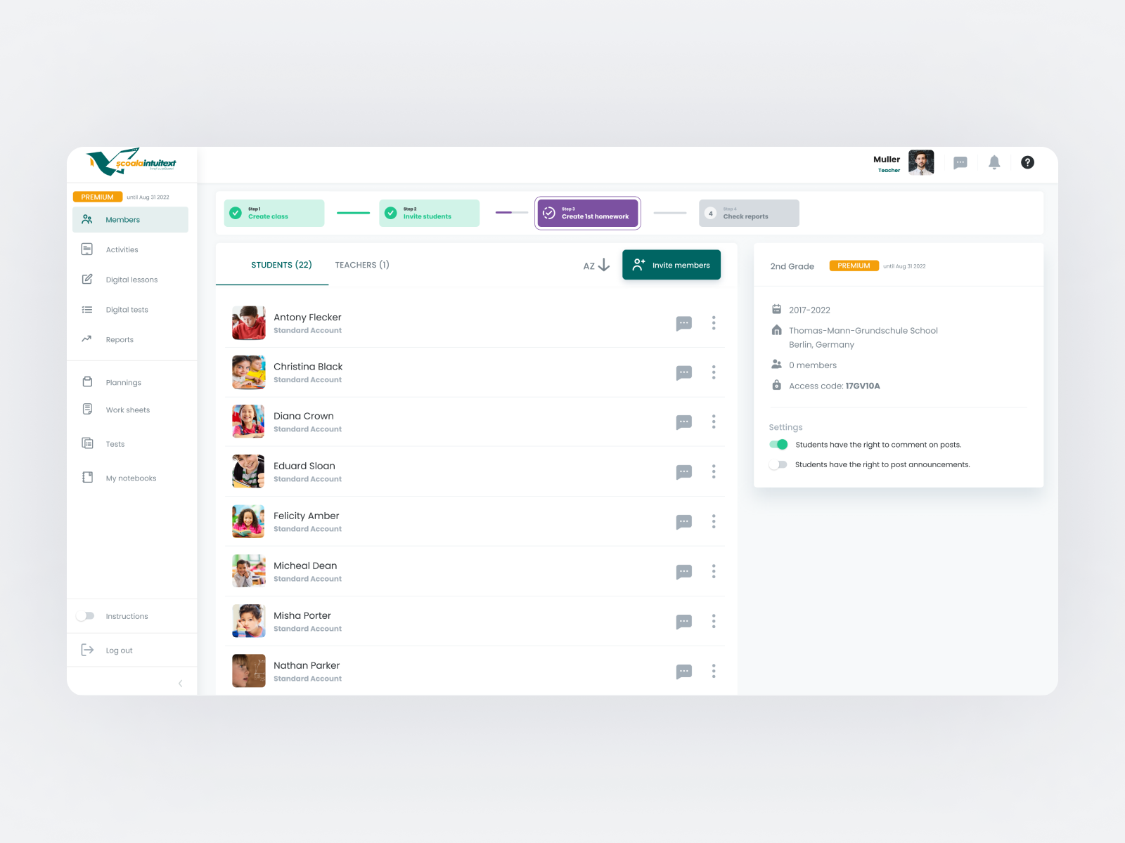 ScoalaIntuitext • Onboarding • Web Platform for Teachers
