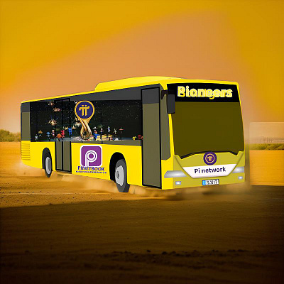 Pioneer bus branding graphic design logo
