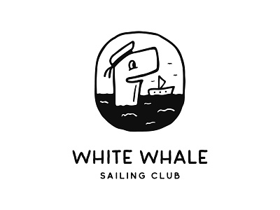 White whale sailing club animal branding cartoon character club fish logo illustration logo logotype mark mascot ocean sail sailing sea ship logo symbol vector whale logo white
