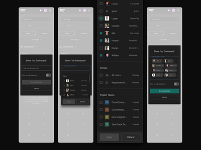 TrackHub Share Dashboard mobile project management responsive saas timetracking ui ux