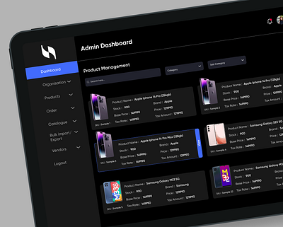 Admin Dashboard - Mobile Product Management admin dark theme dashboard design figma mobile ui user experience ux