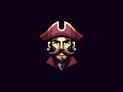 Geometric Pirate Logo barber beard branding captain design emblem face geometric hat identity illustration logo man mark mascot moustache pirate portrait symbol vector