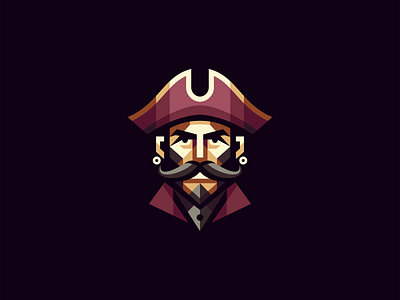 Geometric Pirate Logo barber beard branding captain design emblem face geometric hat identity illustration logo man mark mascot moustache pirate portrait symbol vector