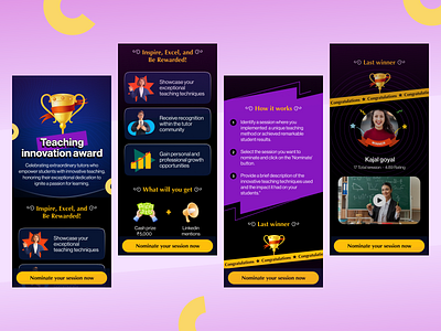 Teaching innovation award landing page mobile ui ui ux