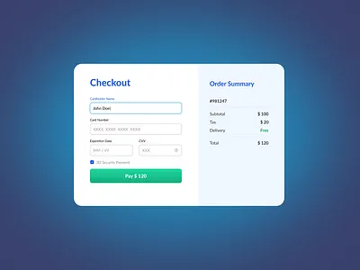 Checkout Page #DailyUI checkout credit card dailyui graphic design payment ui ui design