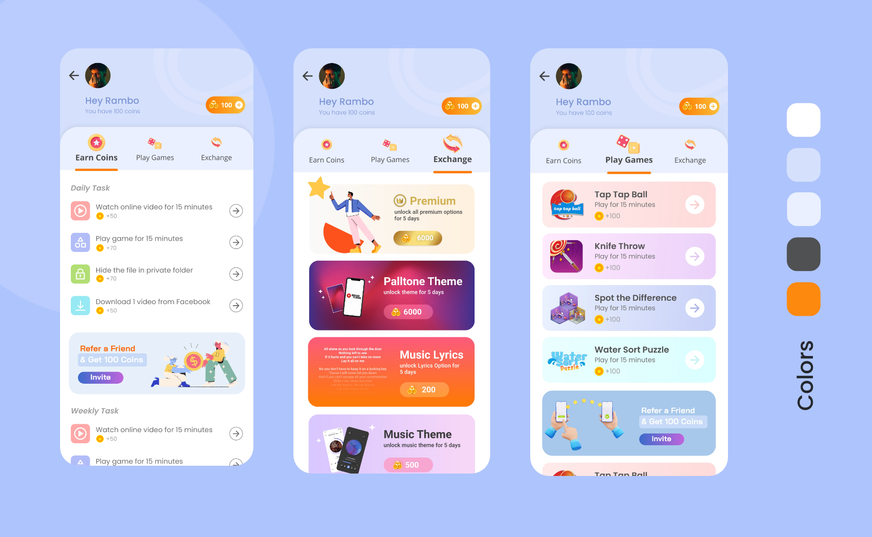 Daily Task-Daily Reward adobe xd daily task ui