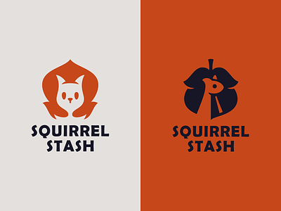 Squirrel stash character logo logotype nature nut squirrel stash zoo