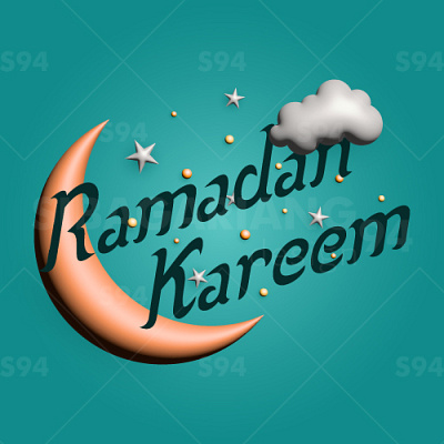 A vector Ramadan minimalistic banner with 3D crescent moon crescent graphic design halfmoon