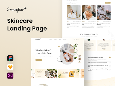 Someglow - Skincare Landing Page beauty cosmetic glowing landing page skincare treatment ui ux web design web template website