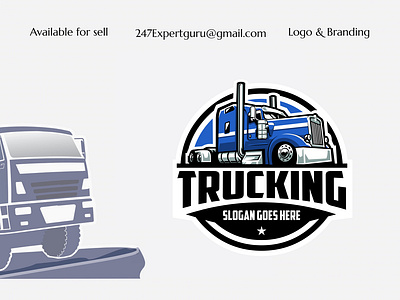 Vector trucking semi truck, 18 wheeler circle emblem logo. best 3d animation graphic design modern logo ui