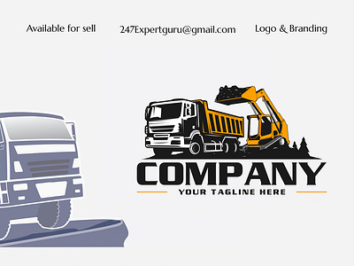 Vector dump truck and excavator logo 3d animation graphic design modern logo ui