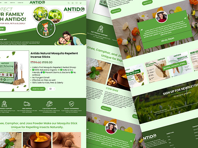 Antido Natural Mosquito Repellent Incense Sticks Web UI Design 3d animation branding graphic design logo motion graphics ui web