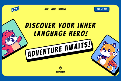 POW! - Superhero Language App Landing Page app comic art comics design education landing page language app mobile pop art superhero ui design