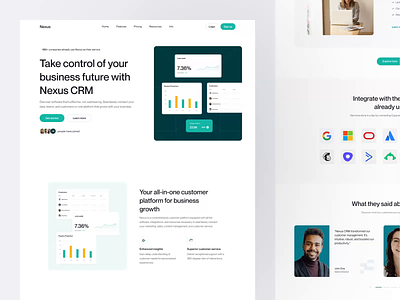 Nexus - CRM Landing Page agency animation business business growth landing page clean company crm dipa inhouse hero landing page marketing minimal mockup popular saas sales sections ui webdesign website