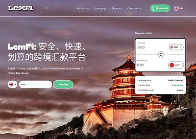 Global remittance -China app design illustration minimal ui ux web web design website
