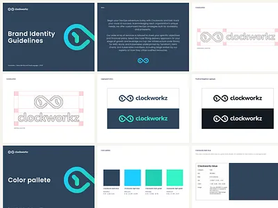 Clockworkz Brand Guidelines art direction brand book brand development brand identity branding clock clockworkz colors company devops devops company identity identity guidelines logo logo design logomark logotype mark symbol