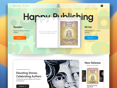 Elegant Book Publishing Website Design authors bookpublishing books learn online bookstore reading ui website design