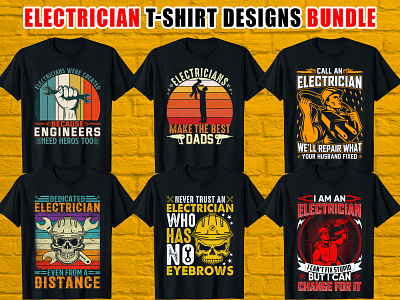 🚀Electrician T-shirt Designs Bundle🚀 apparel cloth custom t shirt design dad dad t shirt electric elements electrical engineer electrician electrician t shirt electrician typography graphic design illustration skull t shirt tee shirt tools typography typography t shirt vector illustration