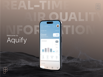 Aquify Air Quality Information App - UI Exploration ai air polution app air quality app ap app ui clean concept iot minimal mobile app mobile ui mobile ux onboarding product design smart ui ui design ux weather app welcome screen