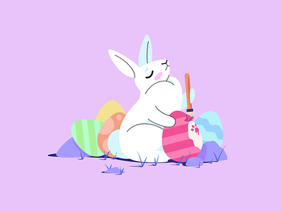 Easter Bunny - Egg Painting Animation animation app bunny design easter egg graphic design illustration motion motion graphics painting pastel proud rabbit svg animation svgator