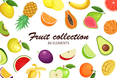 Fruit Collection apple collection food fruit pattern set summer sweet vector vegetarian