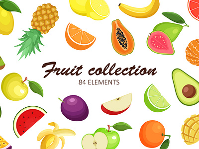 Fruit Collection apple collection food fruit pattern set summer sweet vector vegetarian