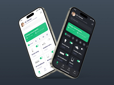 Smart Home - Mobile app 🏡 animation apiko app application dark app darkmode green homescreen loader logo logoanimation remote control search smart smarthome ui ux