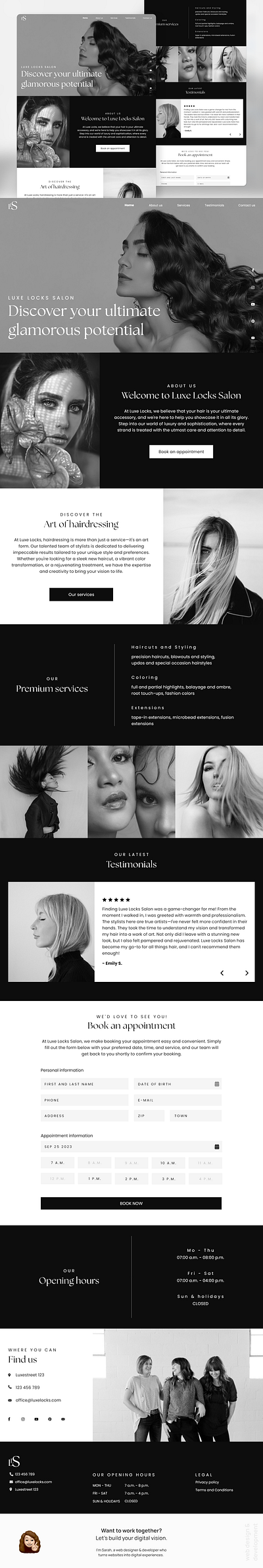 Hair salon website design dailyui design graphic design screen design ui web web design webdesign