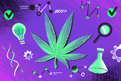 Scientific doodles cannabis dna doodle drawing illustration procreate purple science scientific test tube texture