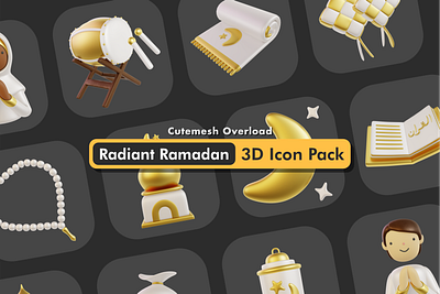 Radiant Ramadan 3D Icon Pack 3d 3d icon 3d render blender eid graphic design illustration islam islamic ramadan ramadhan