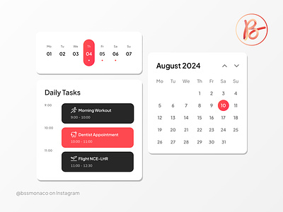 UI/UX - Calendar Widgets android calendar date design graphic design illustration ios iphone minimal schedule tasks ui user interface ux vector web widget