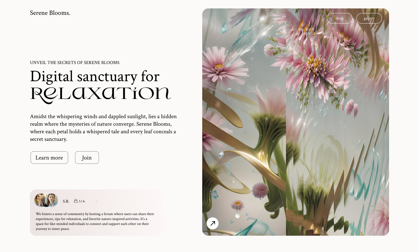 Digital Floral Exhibition ai branding dailyui design landing typography ui ux vr web webdesign