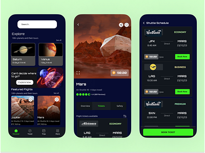 Interplanetry Flight Booking App ui